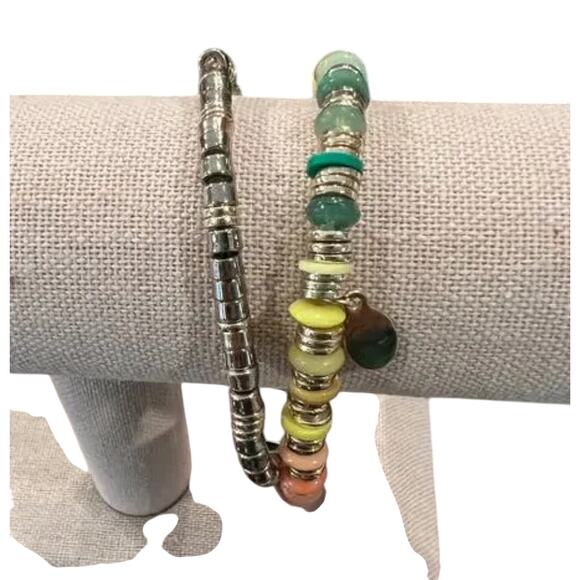 NWT LOFT Rainbow & Gold Pride Beaded Bracelet - Set of 2 Bracelets - Picture 8 of 10